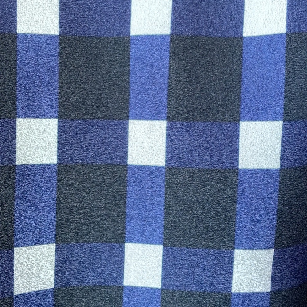 Banana Republic Navy Gingham Tuck Sleeve Tie Waist Blouse Small - Picture 7 of 14